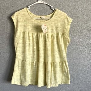 NWT Self Esteem Top, Shirt Size L Yellow Gold
